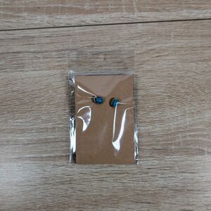 Blue Stone Stud Earrings Small Round Gold Tone Vintage Style Posts